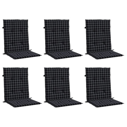 Cuscini Sedia Schienale Basso 6 pz Motivo a Quadri Nero Tessuto | homemem39