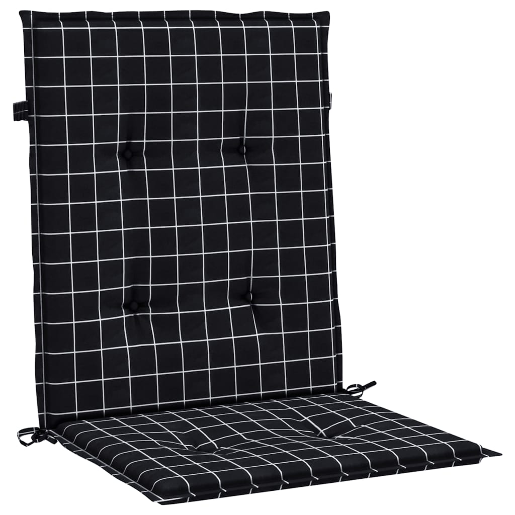 Cuscini Sedia Schienale Basso 6 pz Motivo a Quadri Nero Tessuto | homemem39