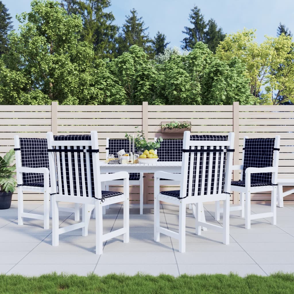 Cuscini Sedia Schienale Basso 6 pz Motivo a Quadri Nero Tessuto | homemem39