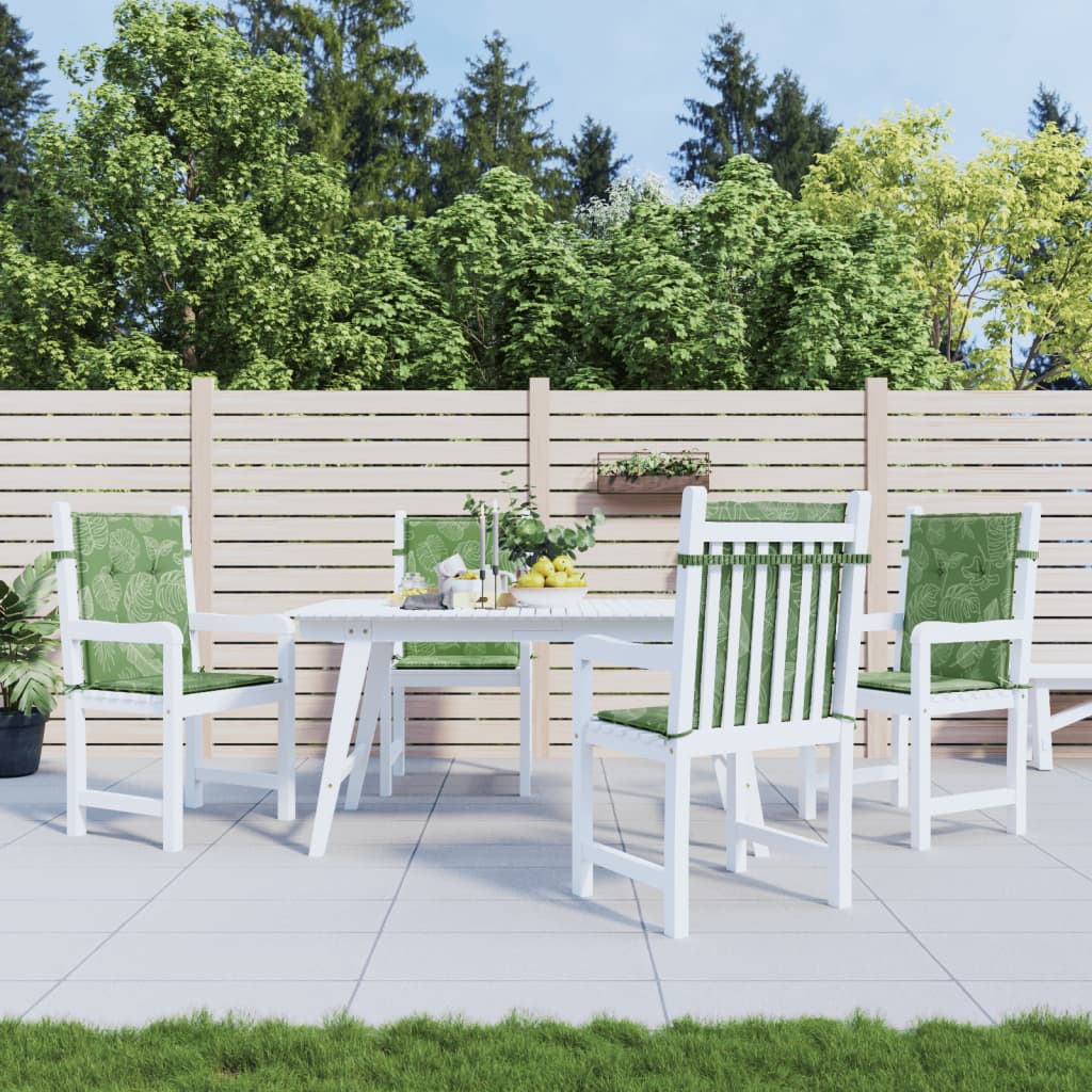 Cuscini per Sedia Schienale Basso 4 pz Motivo Foglie in Tessuto - homemem39