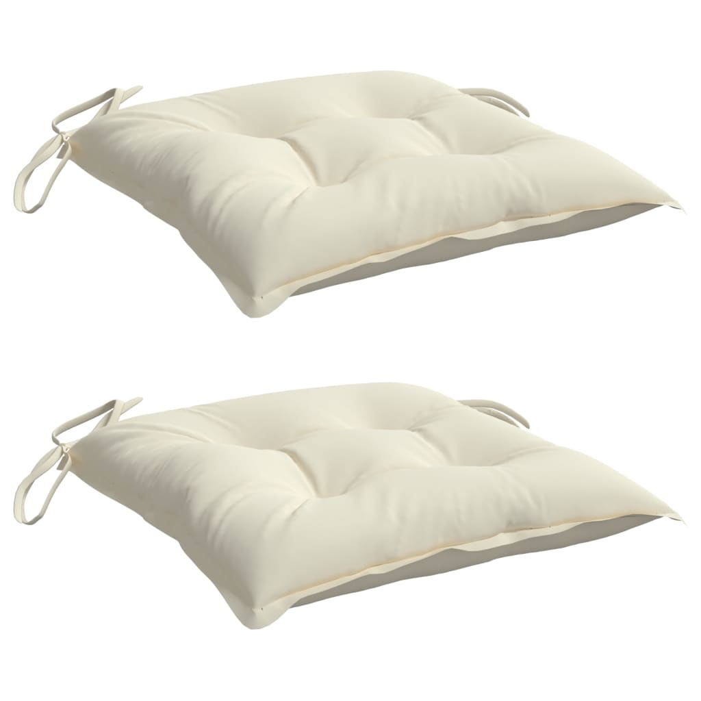 Cuscini per Sedia 2pz Bianco Crema 40x40x7 cm in Tessuto Oxford | homemem39