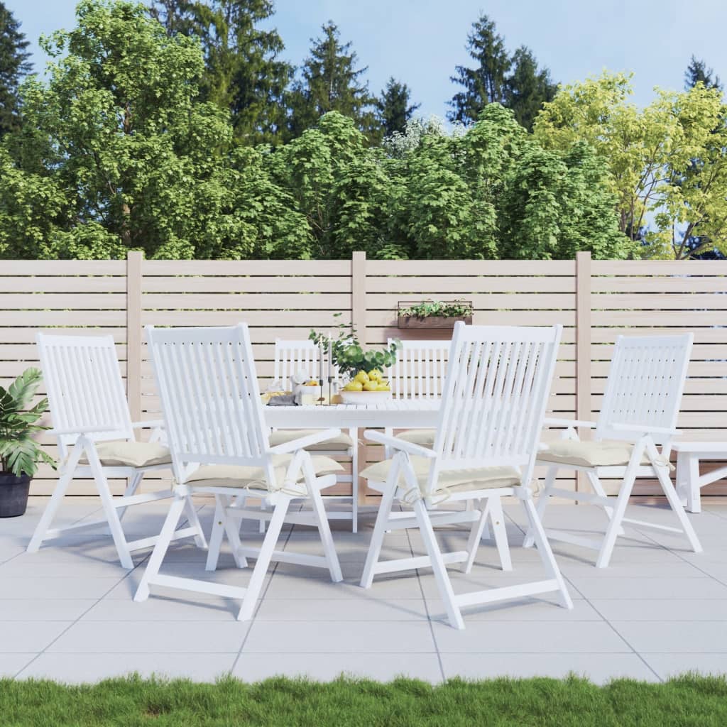 Cuscini per Sedia 6pz Bianco Crema 40x40x7 cm in Tessuto Oxford | homemem39