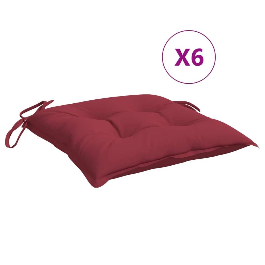 Cuscini per Sedia 6 pz Rosso Vino 40x40x7 cm in Tessuto Oxford | homemem39