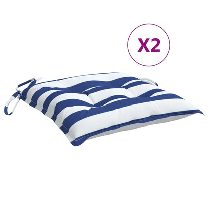 Cuscini per Sedia 2pz Strisce Bianche e Blu 40x40x7 cm Tessuto | homemem39