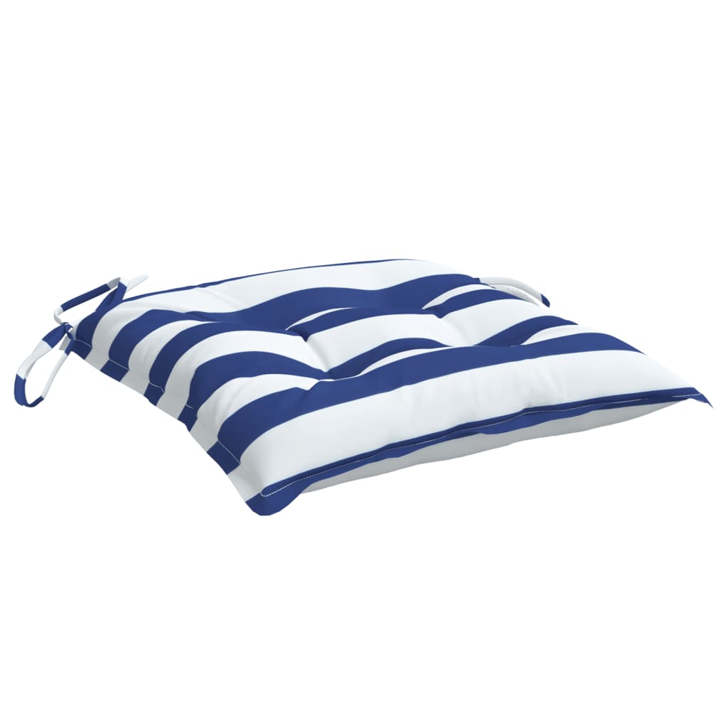 Cuscini per Sedia 2pz Strisce Bianche e Blu 40x40x7 cm Tessuto | homemem39