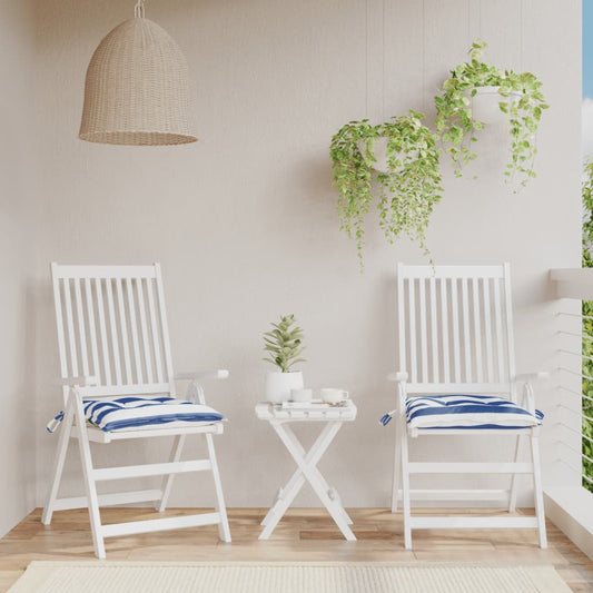 Cuscini per Sedia 2pz Strisce Bianche e Blu 40x40x7 cm Tessuto | homemem39