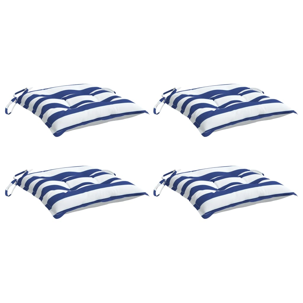 Cuscini per Sedia 4pz Strisce Bianche e Blu 40x40x7 cm Tessuto | homemem39