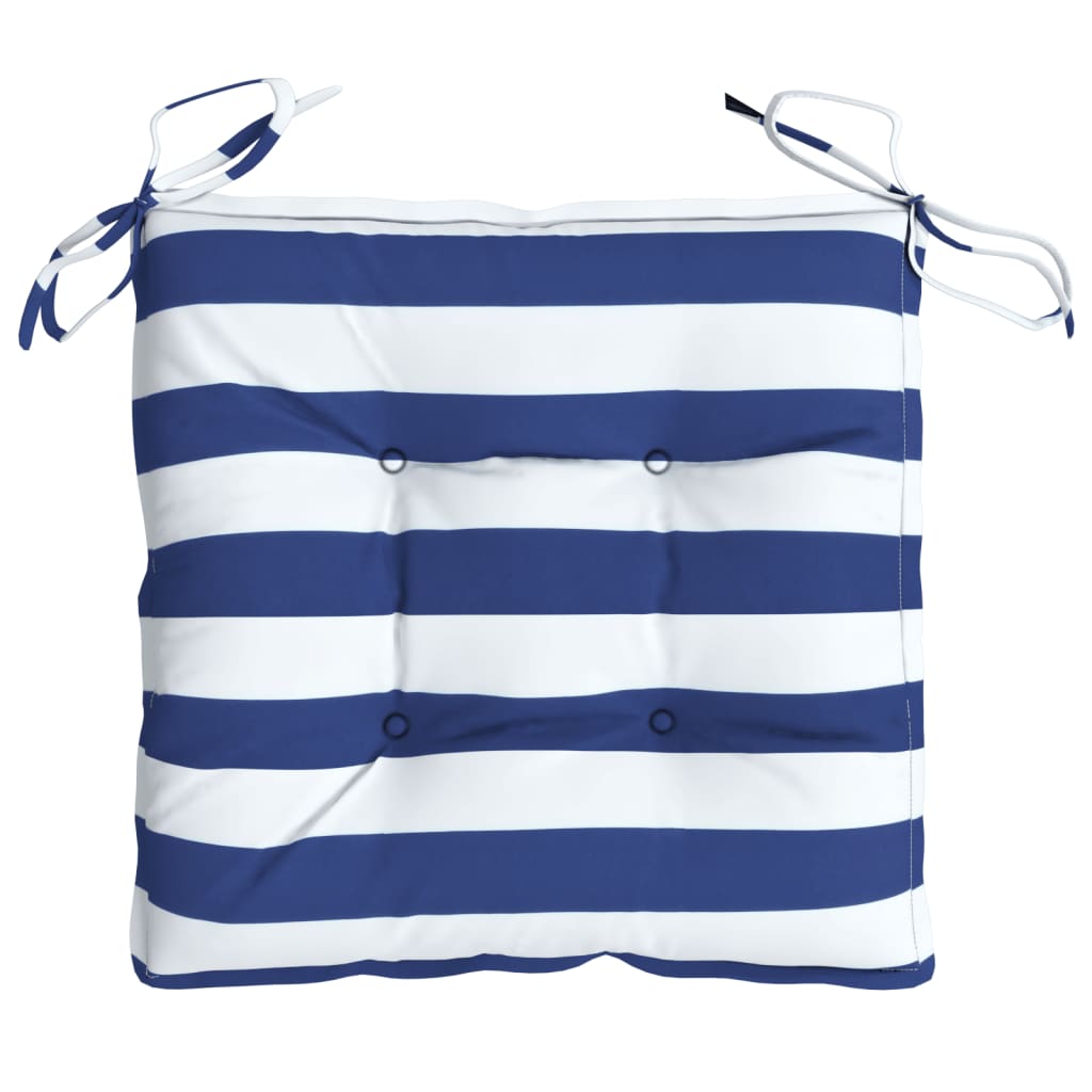 Cuscini per Sedia 4pz Strisce Bianche e Blu 40x40x7 cm Tessuto | homemem39