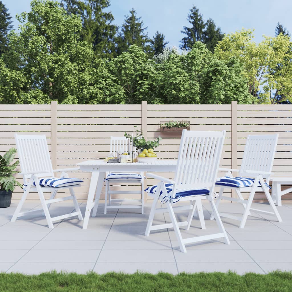 Cuscini per Sedia 4pz Strisce Bianche e Blu 40x40x7 cm Tessuto | homemem39