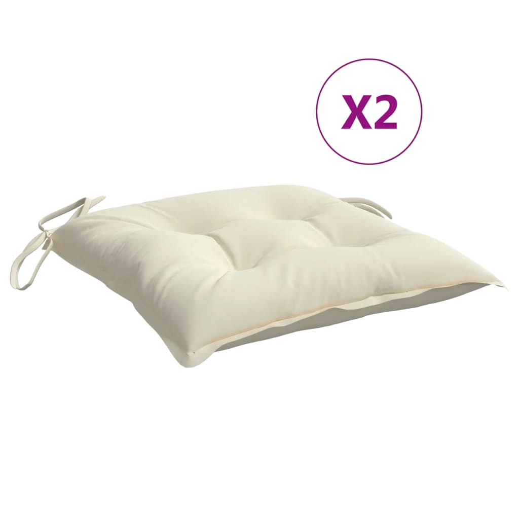 Cuscini per Sedia 2 pz Bianco Crema 50x50x7cm in Tessuto Oxford | homemem39
