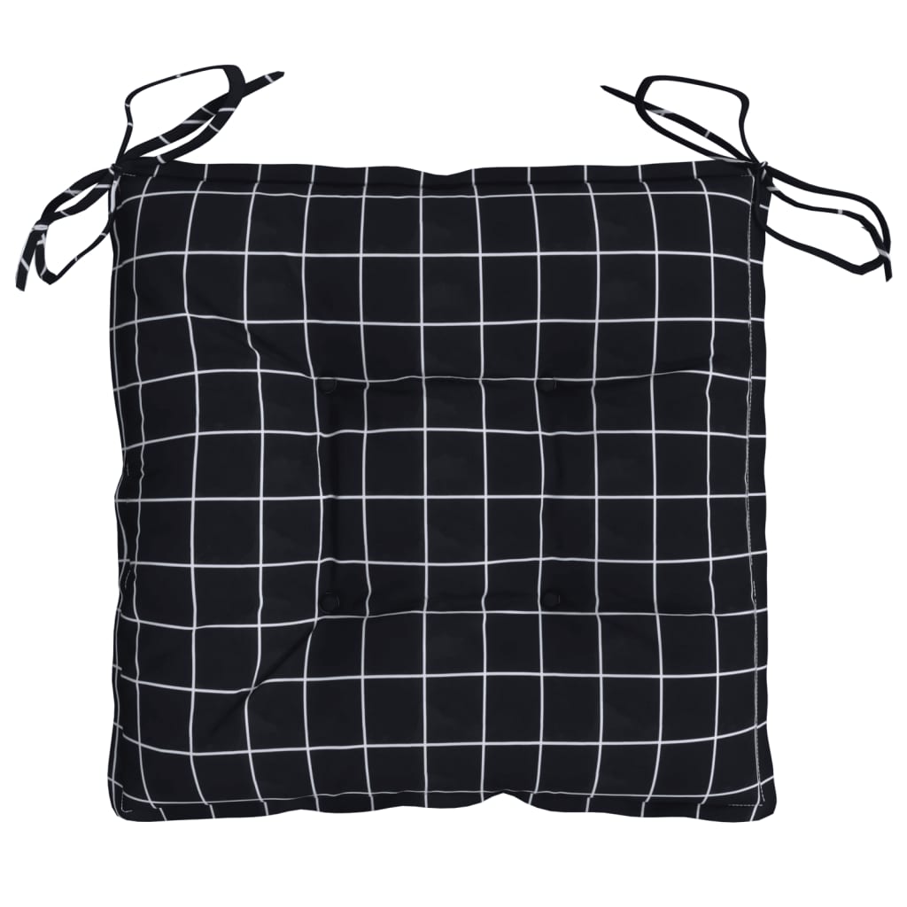 Cuscini per Sedia 4 pz a Quadri Neri 50x50x7 cm Tessuto Oxford | homemem39
