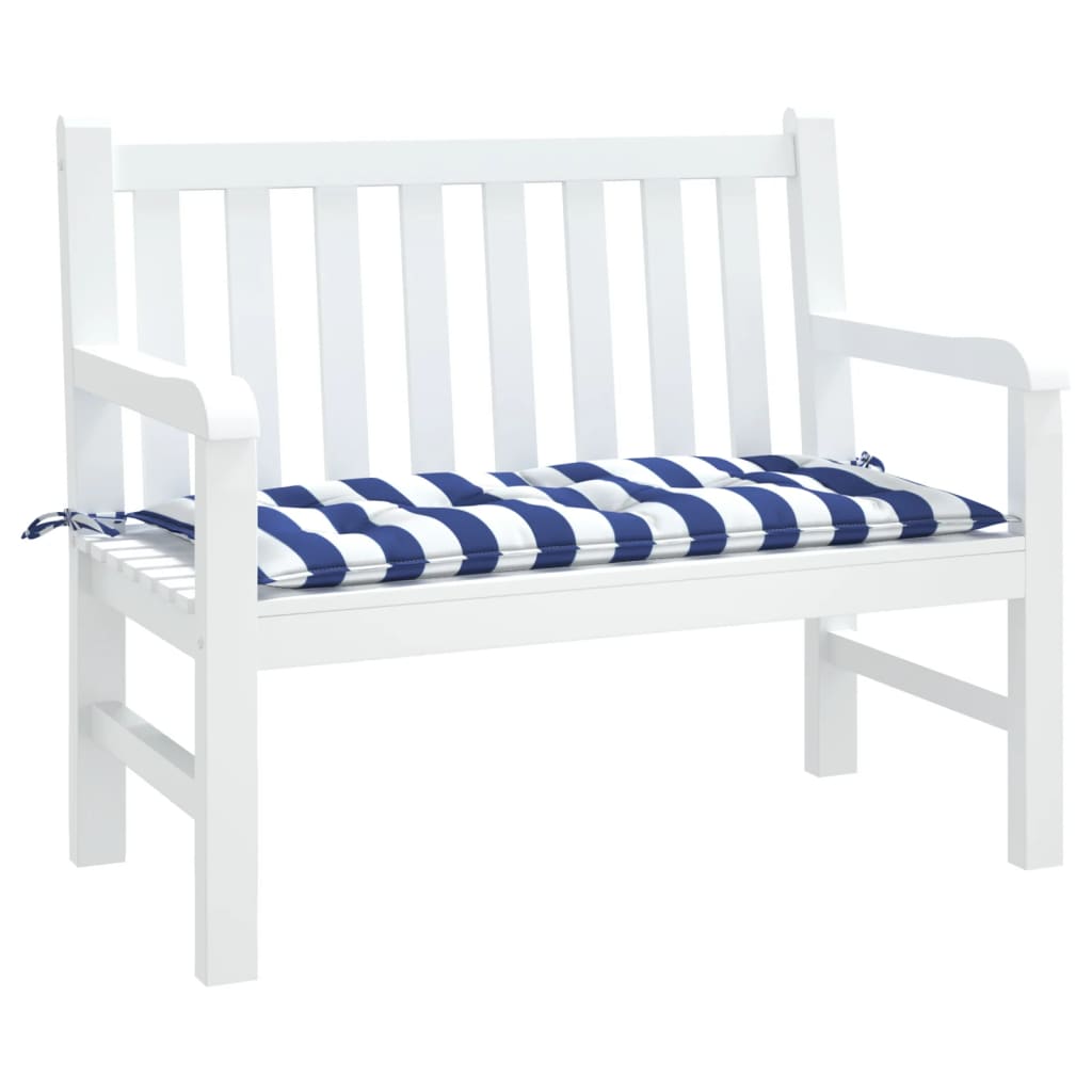 Cuscino per Panca Bianco e Blu 100x50x7 cm in Tessuto Oxford | homemem39