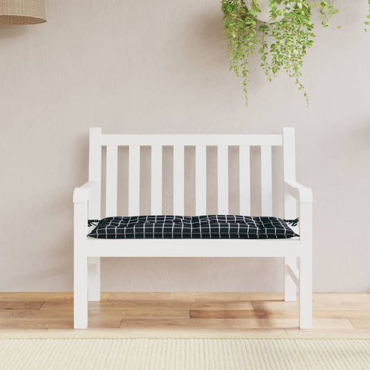 Cuscino per Panca a Quadri Neri 100x50x7 cm in Tessuto Oxford - homemem39