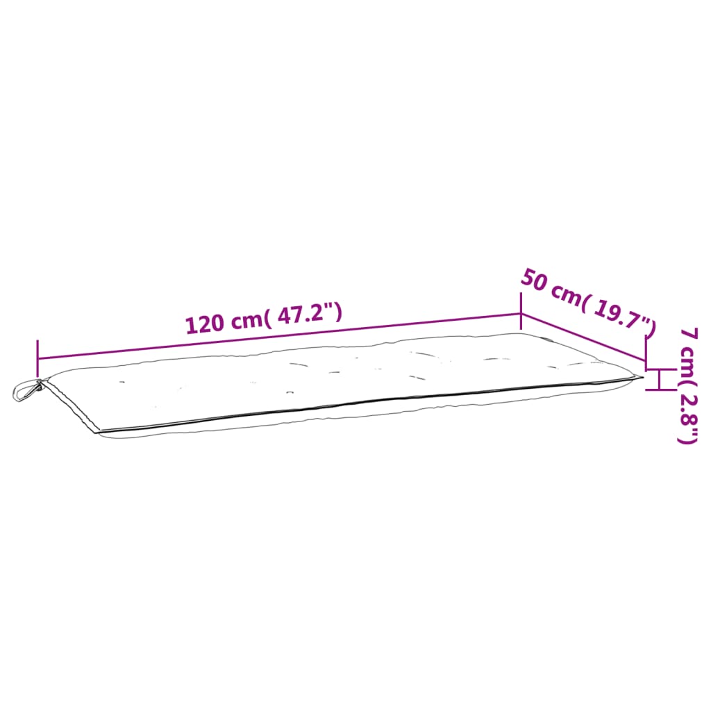 Cuscino per Panca Tortora 120x50x7 cm in Tessuto Oxford | homemem39