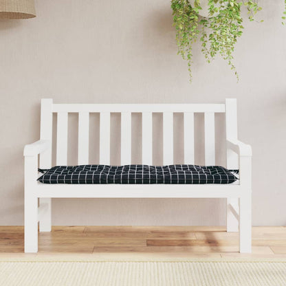 Cuscino Panca Giardino Motivo a Quadri Nero 120x50x7 cm Tessuto - homemem39