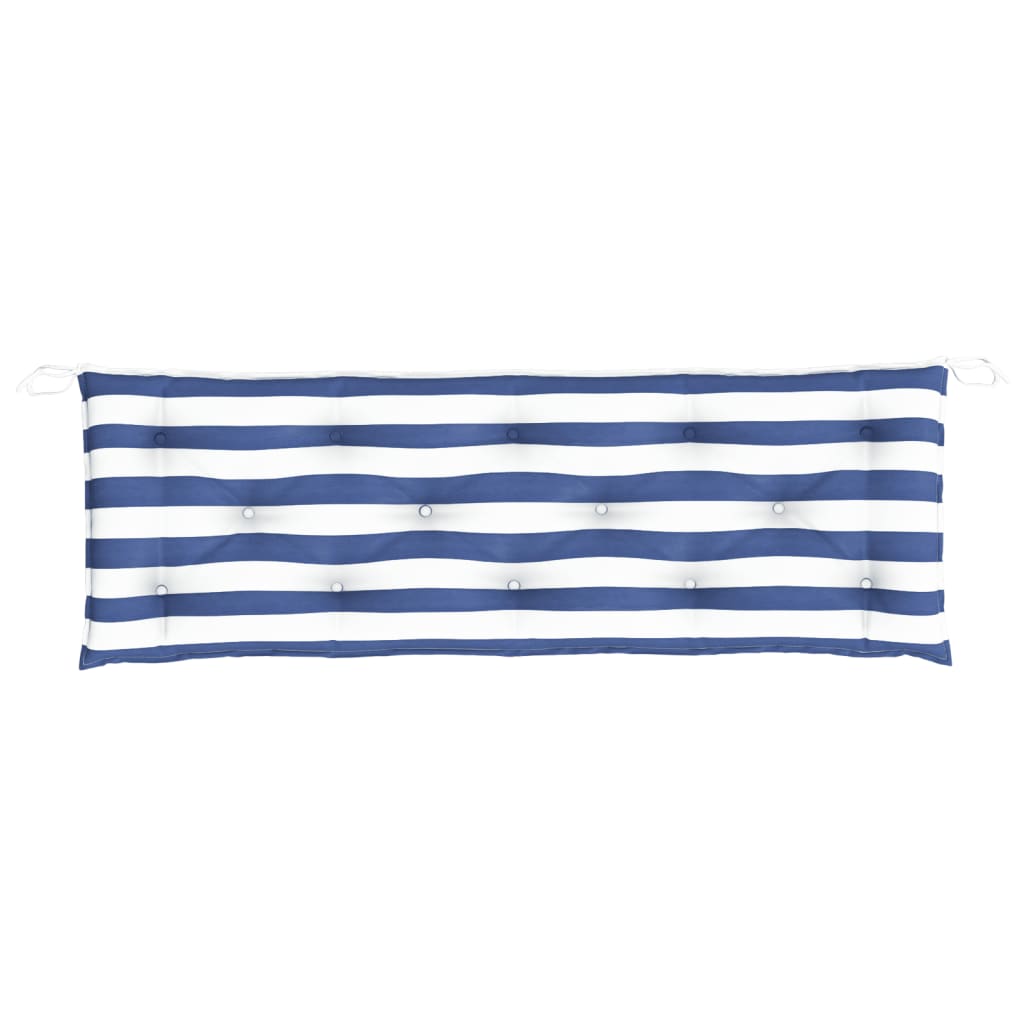 Cuscino per Panca Bianco e Blu 150x50x7 cm in Tessuto Oxford