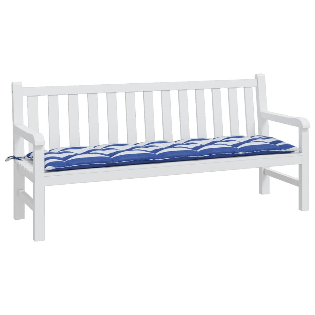 Cuscino per Panca Bianco e Blu 180x50x7 cm in Tessuto Oxford - homemem39