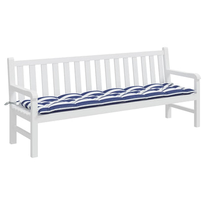 Cuscino Panca Giardino Righe Bianche e Blu 200x50x7 cm Tessuto - homemem39