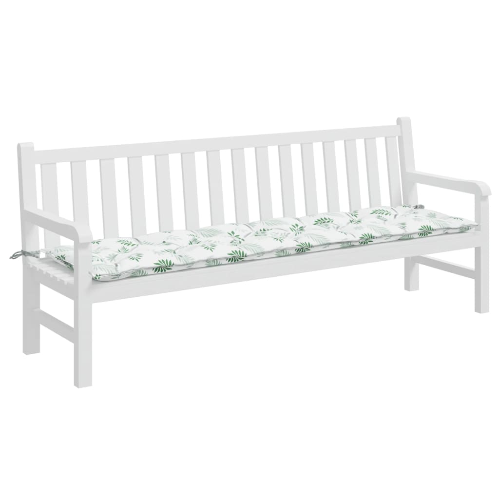 Cuscino Panca da Giardino Motivo a Foglie 200x50x7 cm Tessuto | homemem39