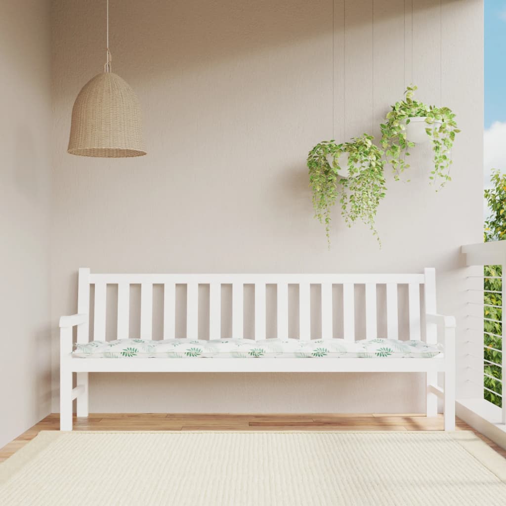 Cuscino Panca da Giardino Motivo a Foglie 200x50x7 cm Tessuto | homemem39