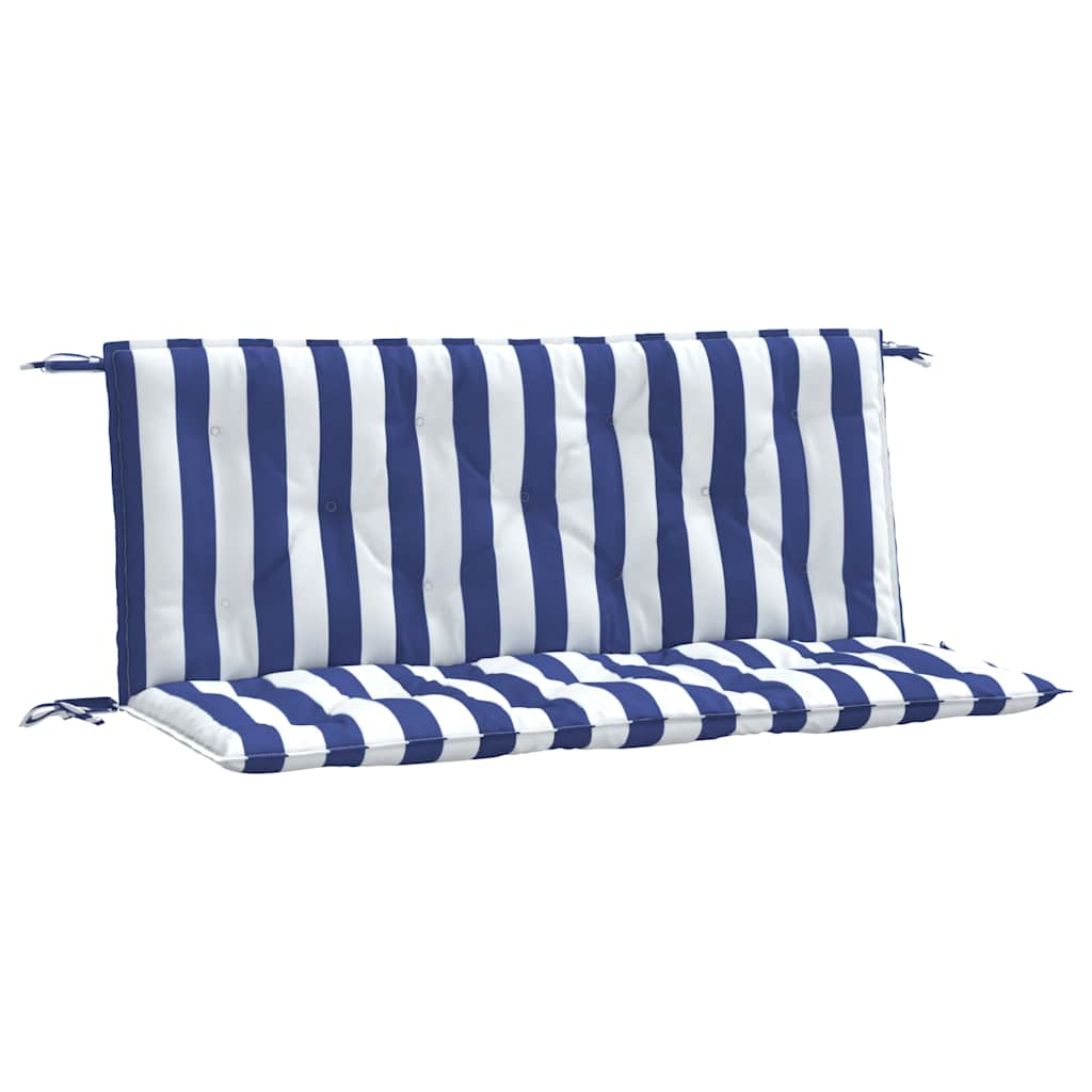 Cuscini Panca Giardino 2pz Righe Bianche Blu 120x50x7cm Tessuto - homemem39