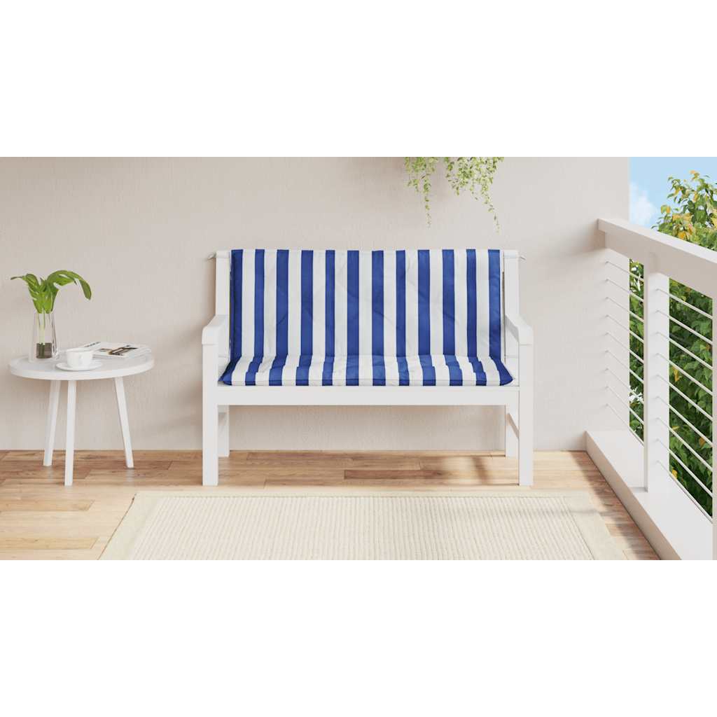 Cuscini Panca Giardino 2pz Righe Bianche Blu 120x50x7cm Tessuto - homemem39