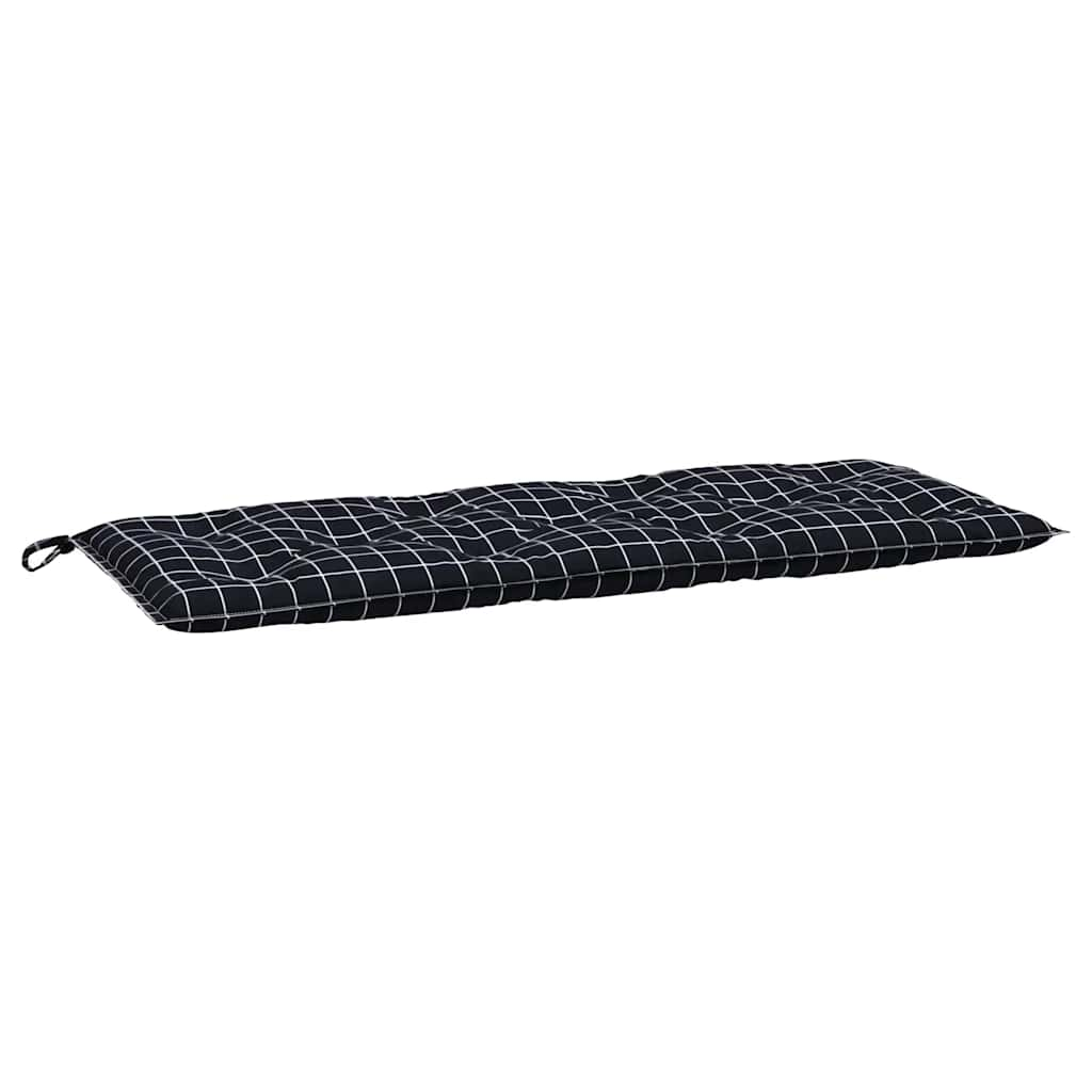 Cuscini Panca da Giardino 2pz a Quadri Nero 120x50x7 cm Tessuto - homemem39