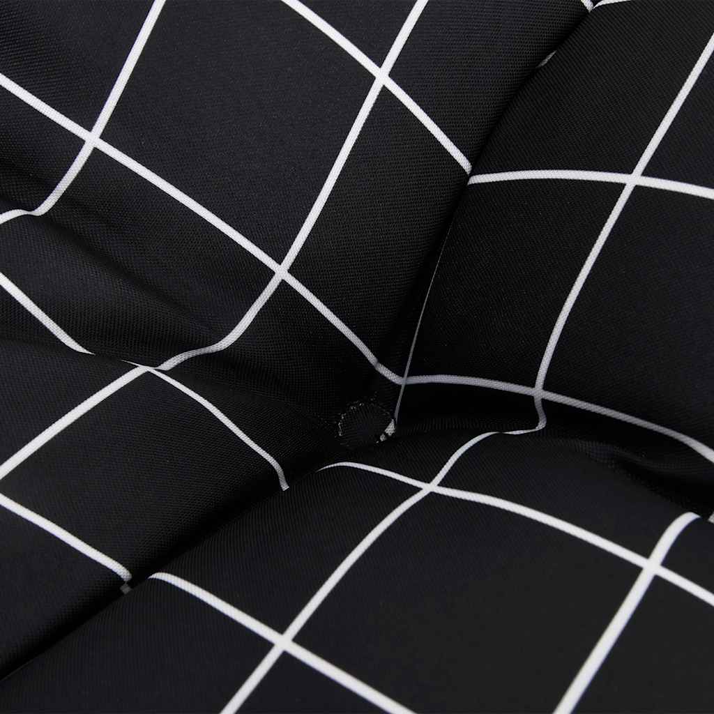 Cuscini Panca da Giardino 2pz a Quadri Nero 120x50x7 cm Tessuto - homemem39