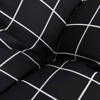 Cuscini Panca da Giardino 2pz a Quadri Nero 120x50x7 cm Tessuto - homemem39