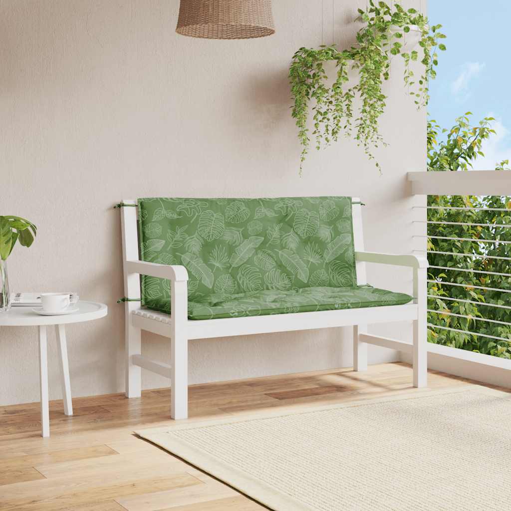 Cuscini Panca Giardino 2 pz Motivo a Foglie 120x50x7 cm Tessuto - homemem39