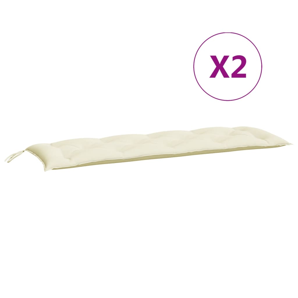 Cuscini Panca Giardino 2pz Bianco Crema 150x50x7 Tessuto Oxford | homemem39