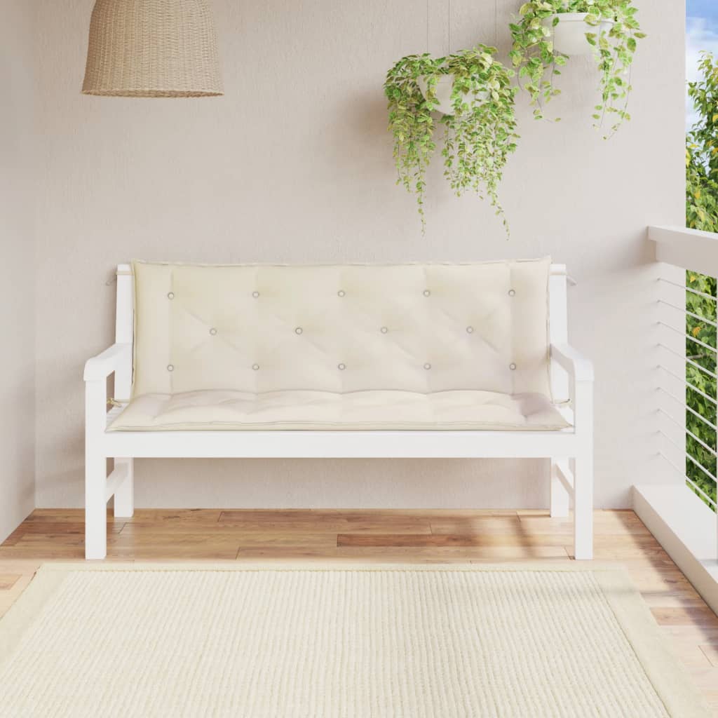 Cuscini Panca Giardino 2pz Bianco Crema 150x50x7 Tessuto Oxford | homemem39