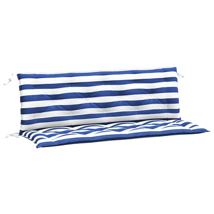 Cuscini Panca Giardino 2pz Righe Bianche Blu 150x50x7cm Tessuto - homemem39