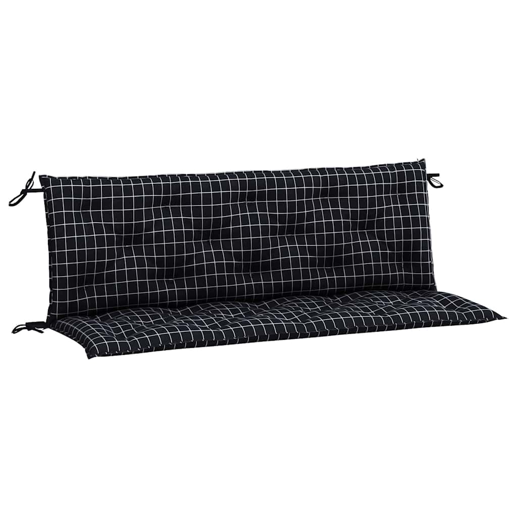 Cuscini Panca da Giardino 2pz a Quadri Nero 150x50x7 cm Tessuto | homemem39