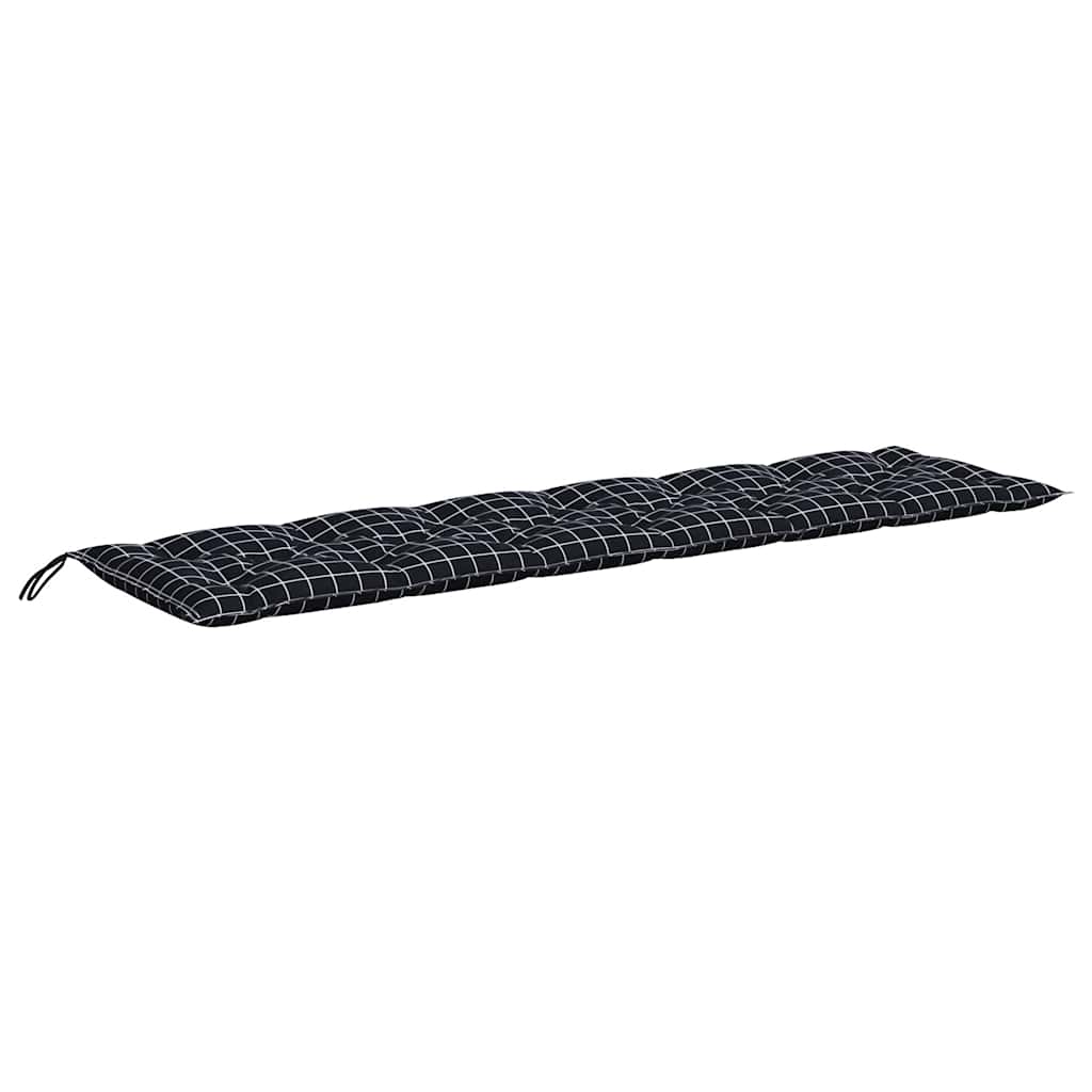 Cuscini Panca da Giardino 2pz a Quadri Nero 150x50x7 cm Tessuto | homemem39