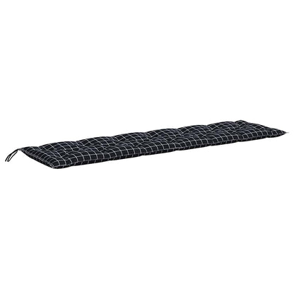 Cuscini Panca da Giardino 2pz a Quadri Nero 150x50x7 cm Tessuto | homemem39