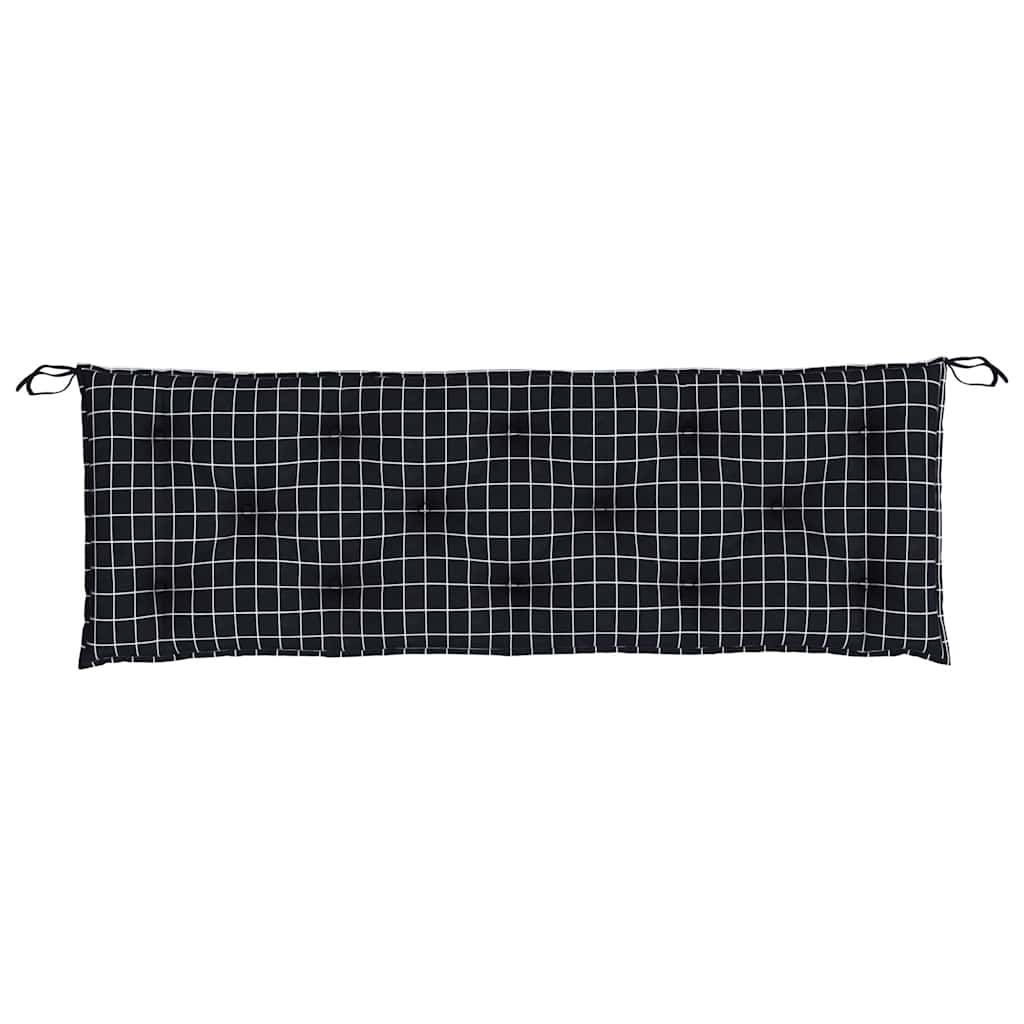 Cuscini Panca da Giardino 2pz a Quadri Nero 150x50x7 cm Tessuto | homemem39
