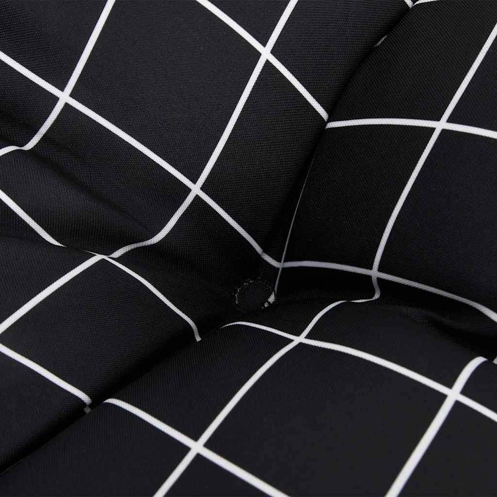 Cuscini Panca da Giardino 2pz a Quadri Nero 150x50x7 cm Tessuto | homemem39