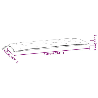 Cuscini Panca da Giardino 2pz a Quadri Nero 150x50x7 cm Tessuto | homemem39