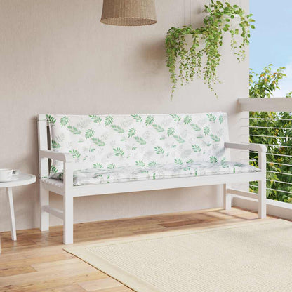 Cuscini Panca Giardino 2 pz Motivo a Foglie 150x50x7 cm Tessuto - homemem39