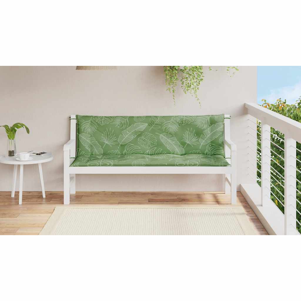 Cuscini Panca Giardino 2 pz Motivo a Foglie 150x50x7 cm Tessuto - homemem39