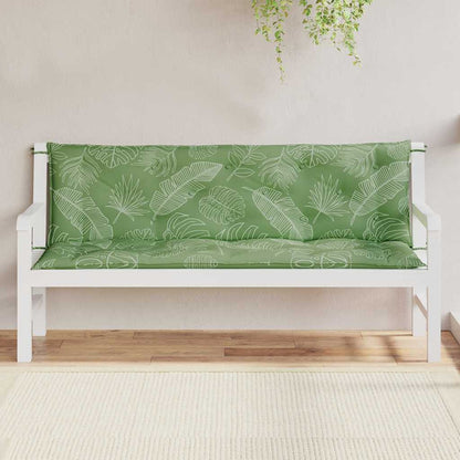 Cuscini Panca Giardino 2 pz Motivo a Foglie 150x50x7 cm Tessuto