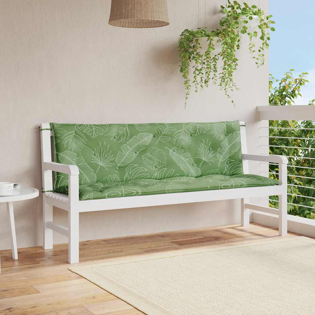 Cuscini Panca Giardino 2 pz Motivo a Foglie 150x50x7 cm Tessuto - homemem39