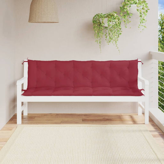 Cuscini per Panca 2 pz Rosso Vino in Tessuto Oxford