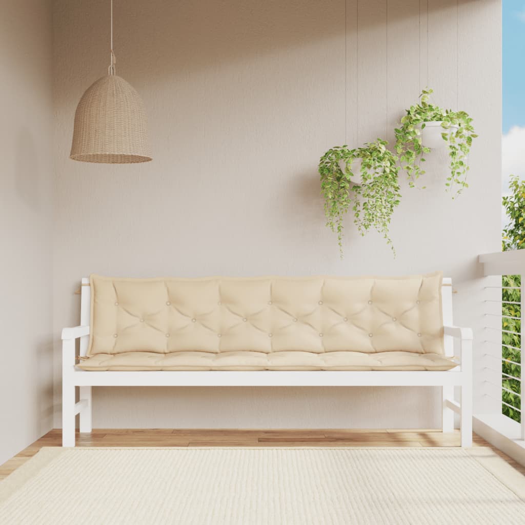 Cuscini Panca da Giardino 2pz Beige 200x50x7cm Tessuto Oxford | homemem39