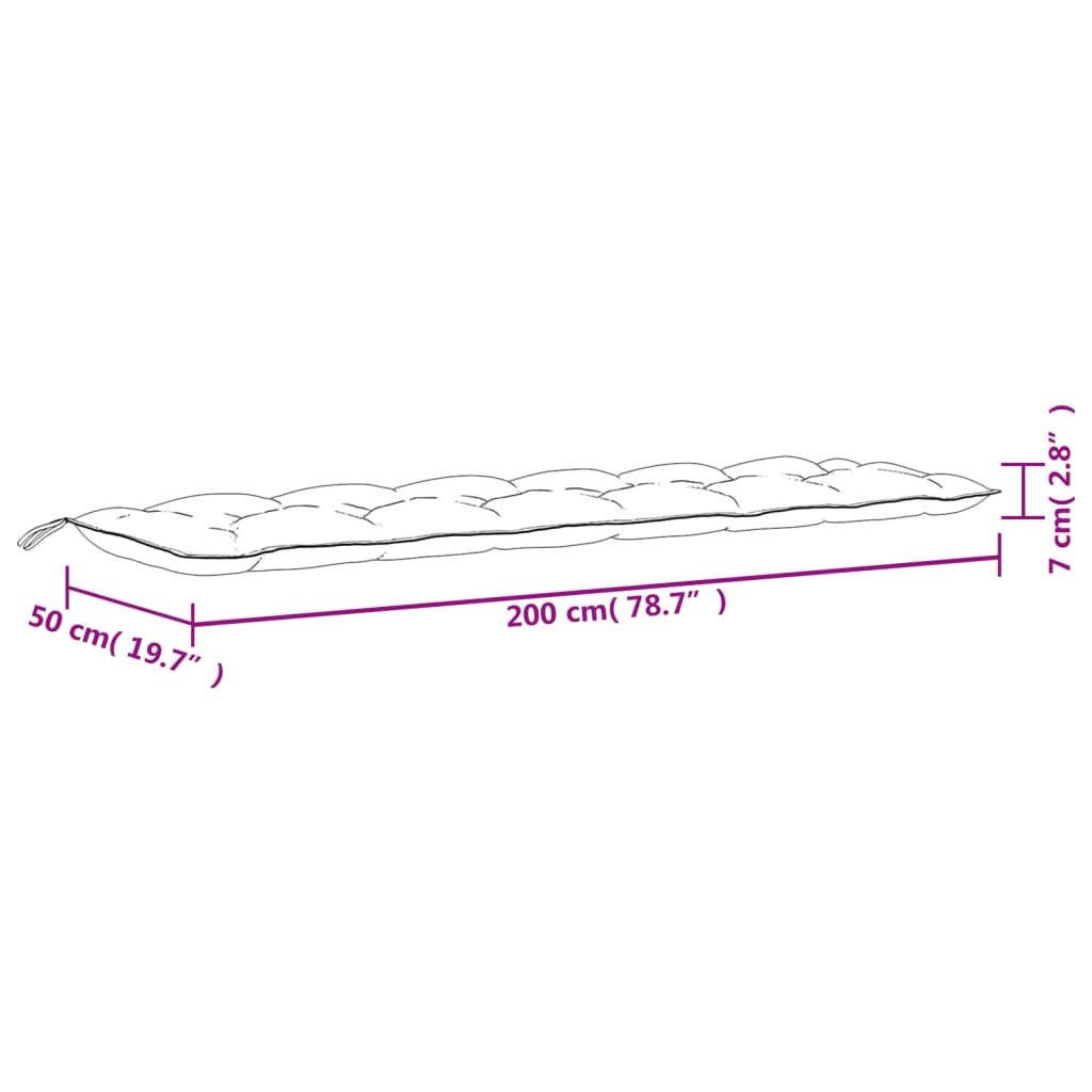 Cuscini per Panca 2 pz Rossi 200x50x7 cm in Tessuto Oxford | homemem39