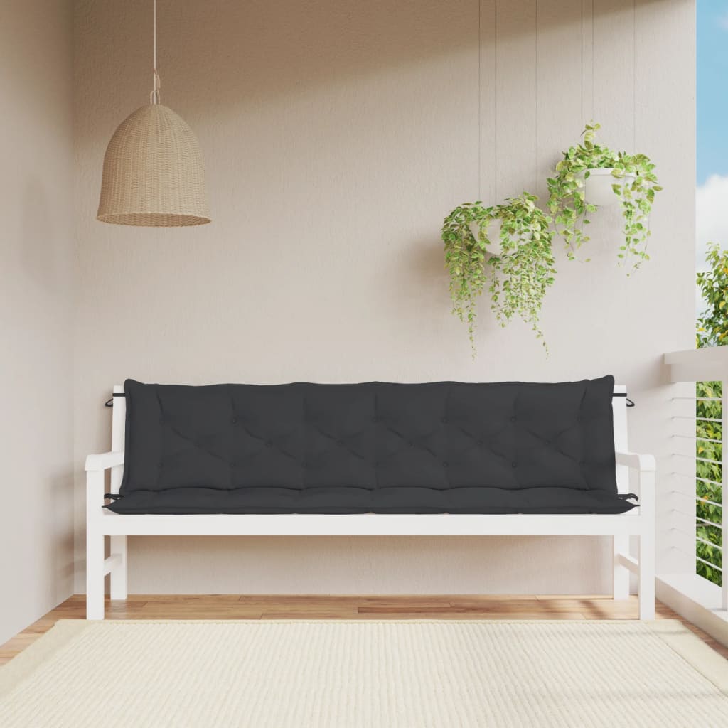 Cuscini per Panca 2 pz Neri 200x50x7 cm in Tessuto Oxford - homemem39