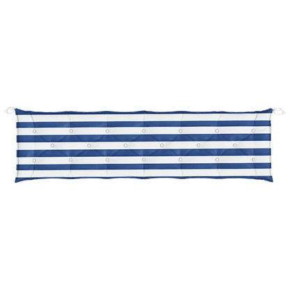 Cuscini Panca Giardino 2pz Righe Bianche Blu 200x50x7cm Tessuto - homemem39