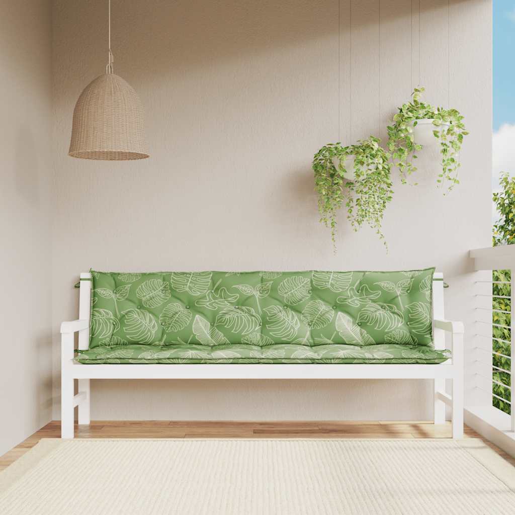 Cuscini Panca Giardino 2 pz Motivo a Foglie Tessuto