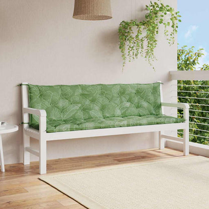 Cuscini Panca Giardino 2 pz Motivo a Foglie 200x50x7 cm Tessuto - homemem39